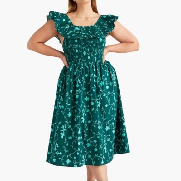 Hill House Dresses & Skirts - Hill House Akilah Midi Dress in Green Botanical